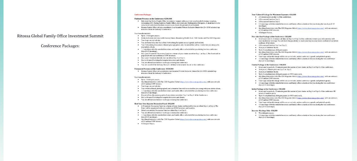 ritossa summit all packages